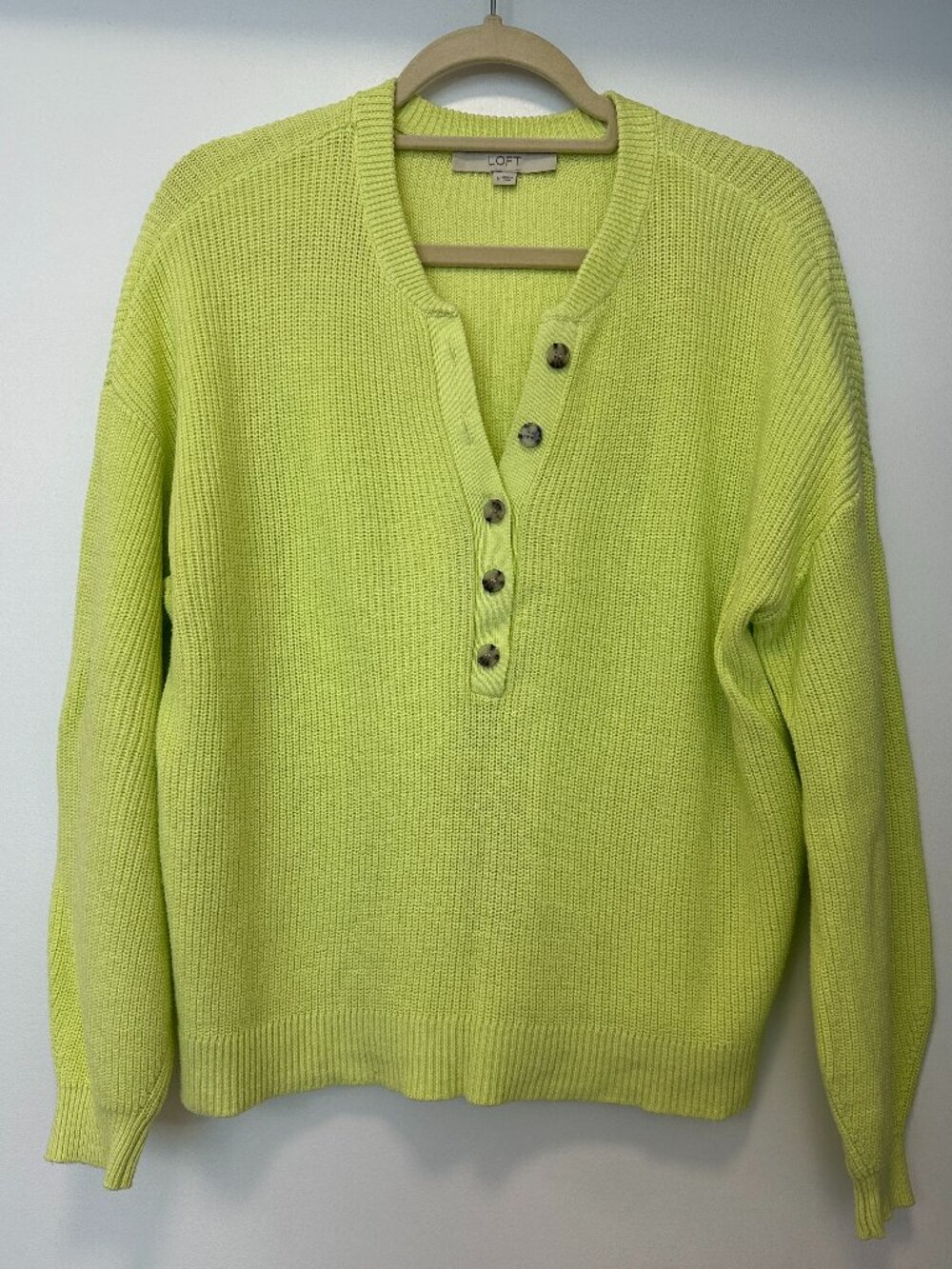 Loft Henley Sweater lime green size M